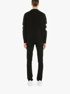 Fashion Alexander McQueen Men's McQueen Graffiti Denim Jeans in Black