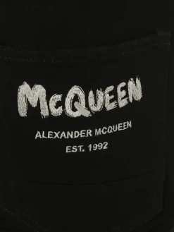 Fashion Alexander McQueen Men's McQueen Graffiti Denim Jeans in Black