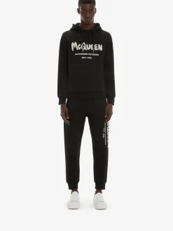 Cheap Alexander McQueen Men's McQueen Graffiti Joggers in Black/Ivory