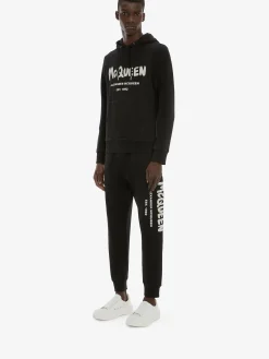 Cheap Alexander McQueen Men's McQueen Graffiti Joggers in Black/Ivory