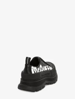 Clearance Alexander McQueen Men's McQueen Graffiti Tread Slick Lace Up in Black/White