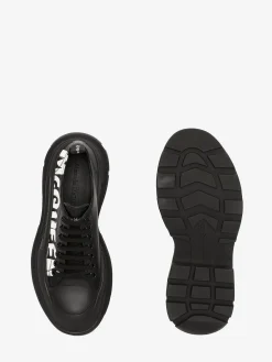 Clearance Alexander McQueen Men's McQueen Graffiti Tread Slick Lace Up in Black/White