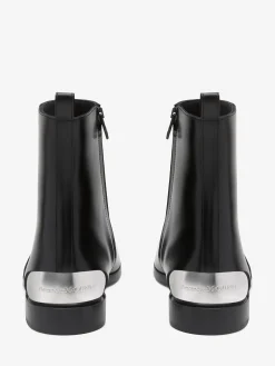 Discount Alexander McQueen Men's Metal Heel Boot in Black/Silver