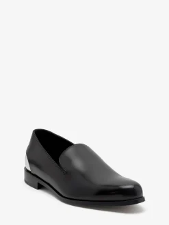 New Alexander McQueen Men's Metal Heel Slipper in Black/Silver
