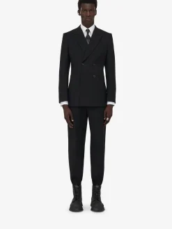 Discount Alexander McQueen Men's Neat Shoulder Double-breasted Jacket in Black