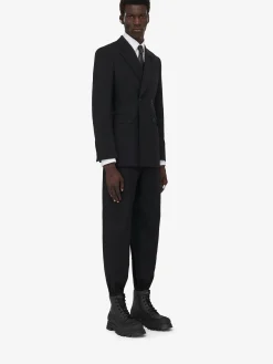 Discount Alexander McQueen Men's Neat Shoulder Double-breasted Jacket in Black