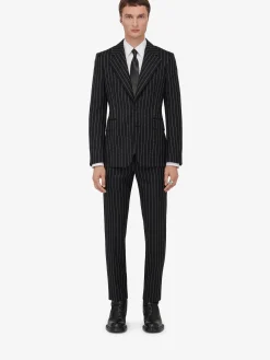 Best Sale Alexander McQueen Men's Neat Shoulder Single-breasted Jacket in Black/White