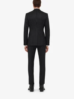 Best Sale Alexander McQueen Men's Neat Shoulder Single-breasted Jacket in Black/White