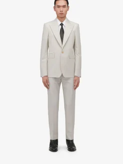Cheap Alexander McQueen Men's Neat Shoulder Single-breasted Jacket in Ice Grey