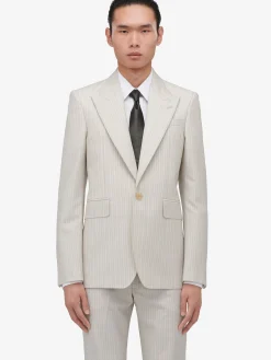 Cheap Alexander McQueen Men's Neat Shoulder Single-breasted Jacket in Ice Grey