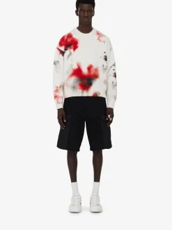 Flash Sale Alexander McQueen Men's Obscured Flower Jumper in Ivory/Red/Black