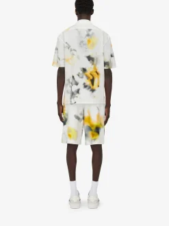 Store Alexander McQueen Men's Obscured Flower Shorts in White/Yellow