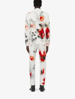 Discount Alexander McQueen Men's Obscured Flower Single-breasted Jacket in White/Red