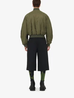 Shop Alexander McQueen Men's Orchid Bomber Jacket in Khaki/Black