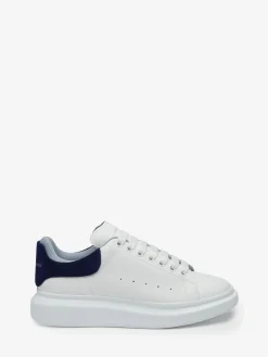 Best Sale Alexander McQueen Men's Oversized Sneaker in White/Navy/Light Blue