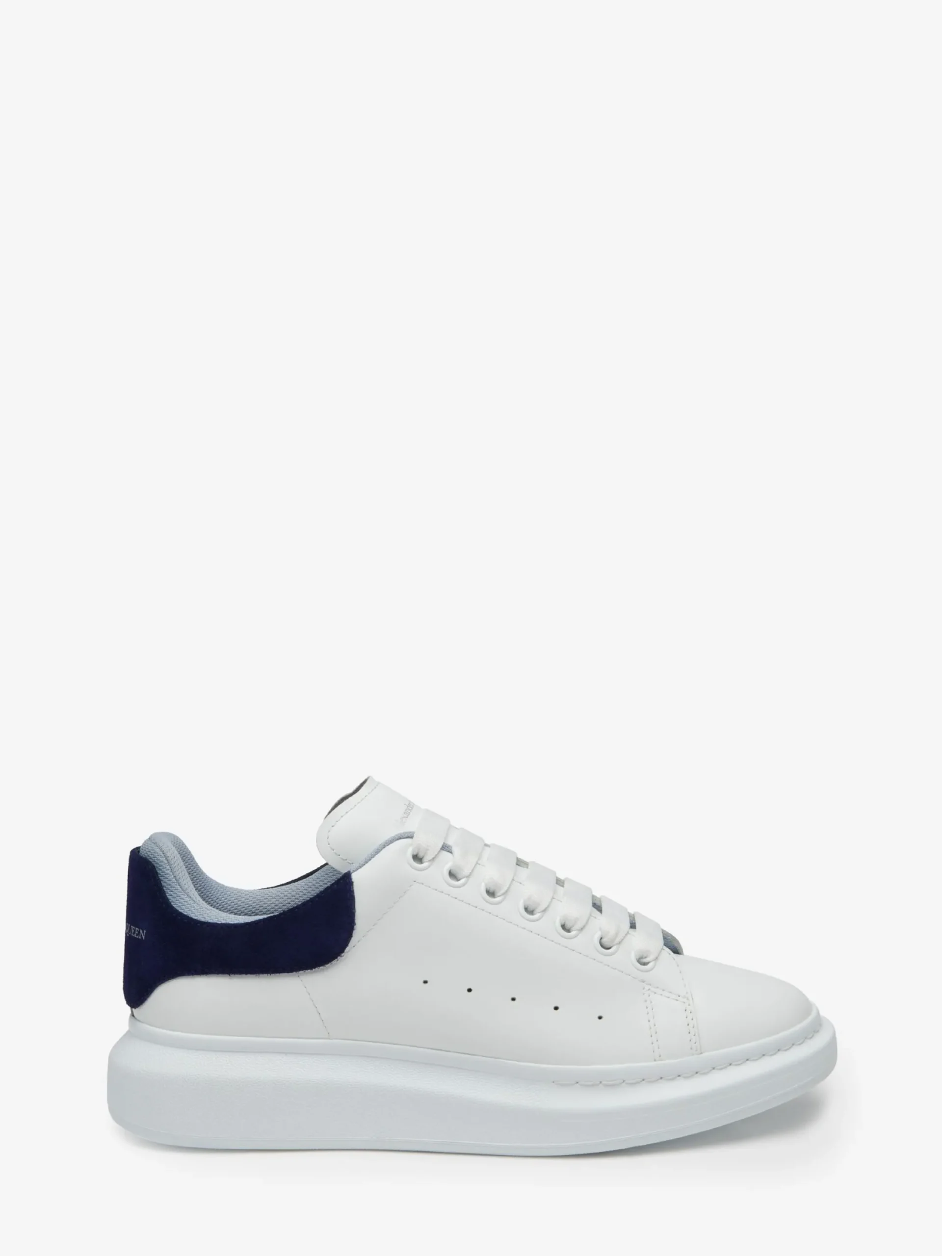 Best Sale Alexander McQueen Men's Oversized Sneaker in White/Navy/Light Blue