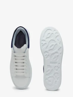 Best Sale Alexander McQueen Men's Oversized Sneaker in White/Navy/Light Blue
