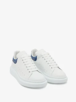 Clearance Alexander McQueen Men's Oversized Sneaker in White/Lapis Blue