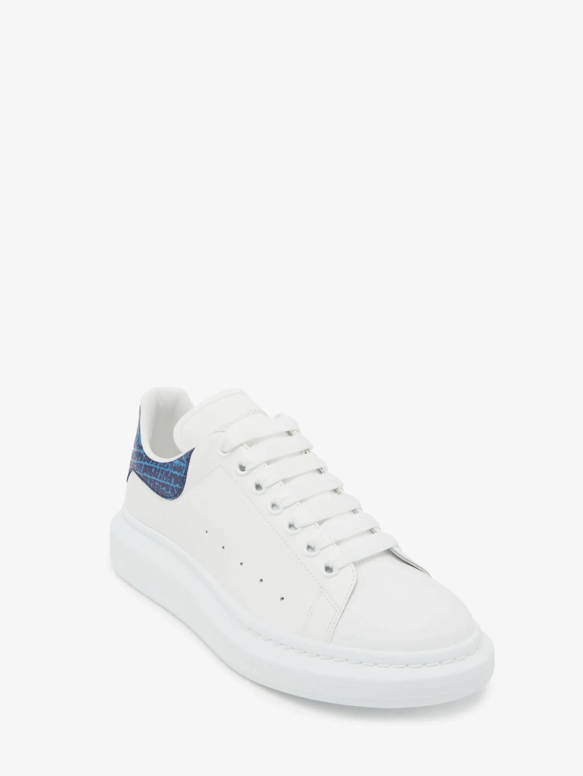 Clearance Alexander McQueen Men's Oversized Sneaker in White/Lapis Blue