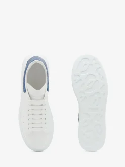 Clearance Alexander McQueen Men's Oversized Sneaker in White/Lapis Blue