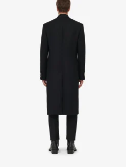Best Sale Alexander McQueen Men's Peak Lapel Double-breasted Coat in Black