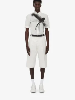 Shop Alexander McQueen Men's Pleated Baggy Shorts in Ivory