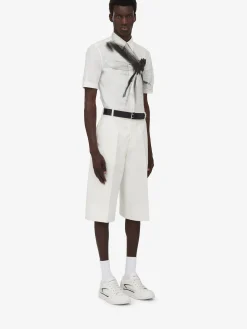 Shop Alexander McQueen Men's Pleated Baggy Shorts in Ivory
