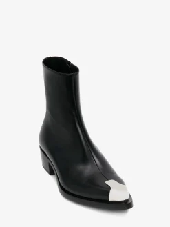 New Alexander McQueen Men's Punk Boot in Black/Silver