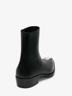 New Alexander McQueen Men's Punk Boot in Black/Silver