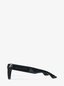 Hot Alexander McQueen Men's Punk Rivet Square Sunglasses in Black/Smoke