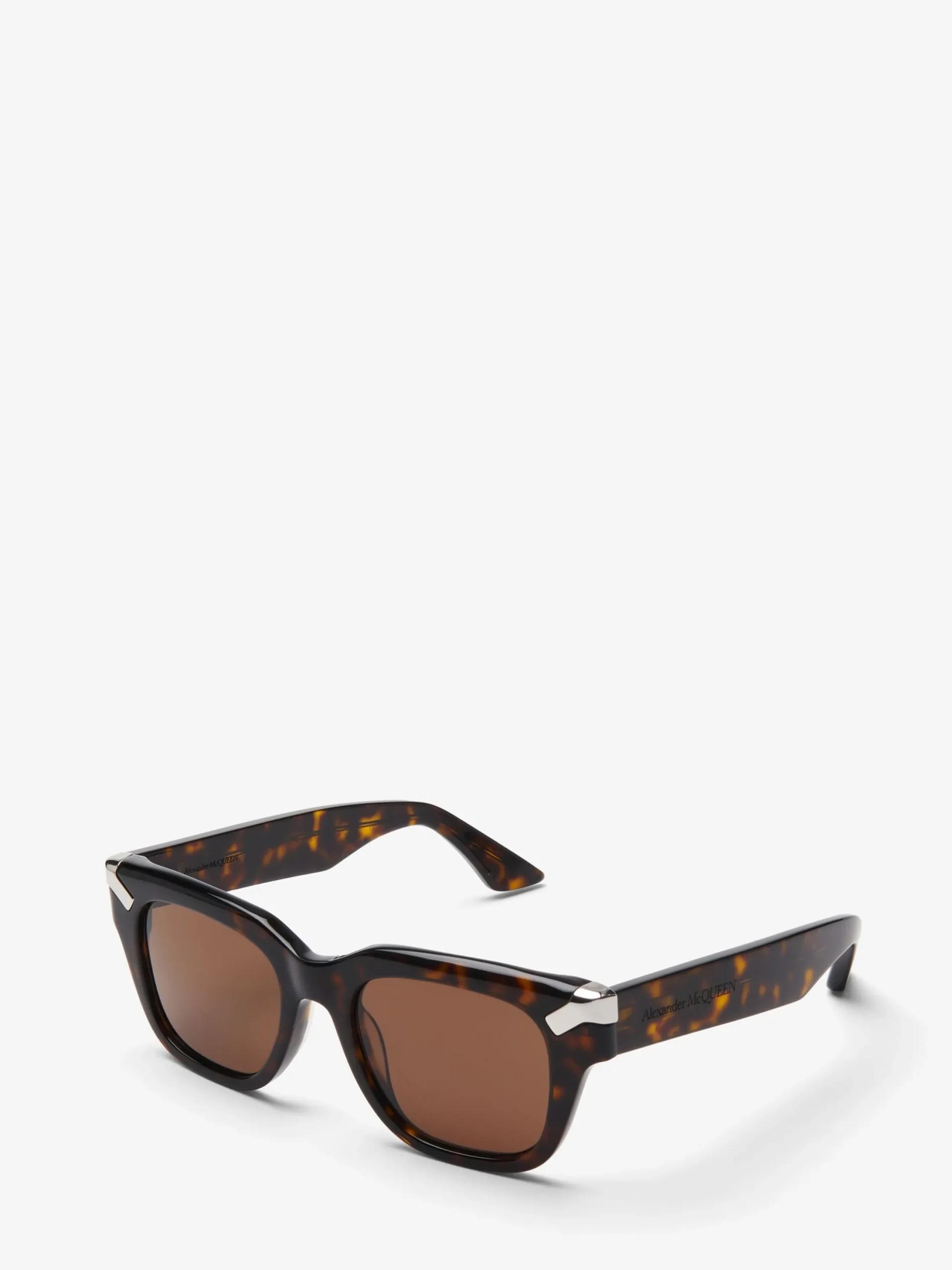 Shop Alexander McQueen Men's Punk Rivet Square Sunglasses in Havana/Brown