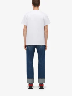 Discount Alexander McQueen Men's Reflected Logo T-shirt in White/Black