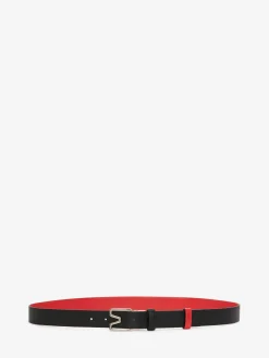 Outlet Alexander McQueen Men's Reversible M Belt in Black/Lust Red