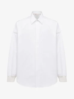 Sale Alexander McQueen Men's Ribbed Cuff Shirt in Optical White