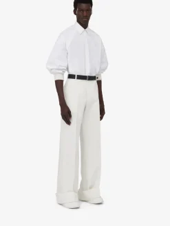 Sale Alexander McQueen Men's Ribbed Cuff Shirt in Optical White