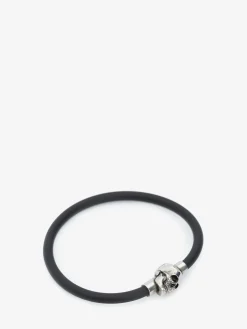 Online Alexander McQueen Men's Rubber Cord Skull Bracelet in Black