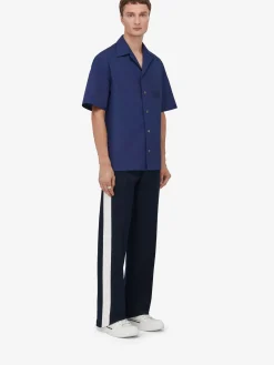 Best Alexander McQueen Men's Seal Logo Bowling Shirt in Indigo