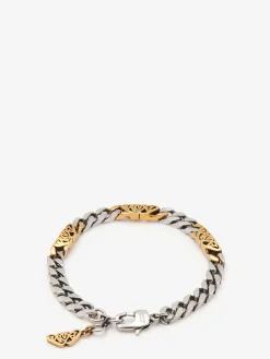 Shop Alexander McQueen Men's Seal Logo Chain Bracelet in Silver