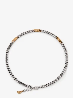 Fashion Alexander McQueen Men's Seal Logo Chain Choker in Silver