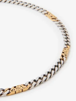 Fashion Alexander McQueen Men's Seal Logo Chain Choker in Silver