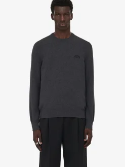 Fashion Alexander McQueen Men's Seal Logo Jumper in Charcoal/Black