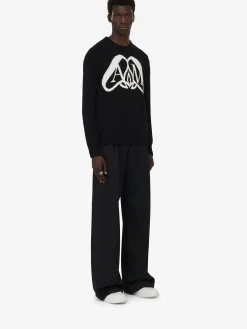 New Alexander McQueen Men's Seal Logo Jumper in Black/Ivory