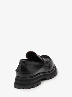 New Alexander McQueen Men's Seal Logo Loafer in Black/Silver