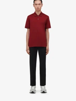 Store Alexander McQueen Men's Seal Logo Polo Shirt in Bordeaux