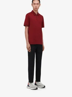 Store Alexander McQueen Men's Seal Logo Polo Shirt in Bordeaux