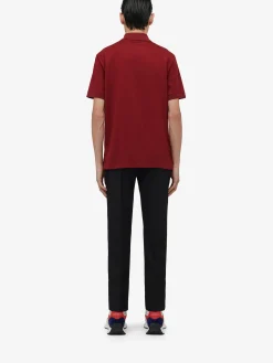 Store Alexander McQueen Men's Seal Logo Polo Shirt in Bordeaux