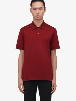 Store Alexander McQueen Men's Seal Logo Polo Shirt in Bordeaux