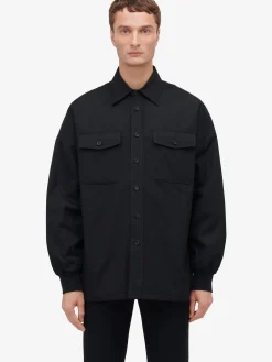Clearance Alexander McQueen Men's Seal Logo Shirt in Black