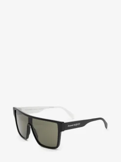 Outlet Alexander McQueen Men's Selvedge Oversized Mask Sunglasses in Black