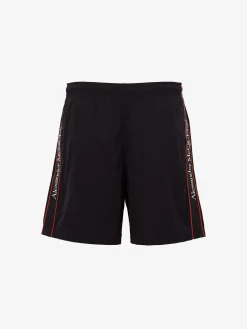 Store Alexander McQueen Men's Selvedge Swim Shorts in Black